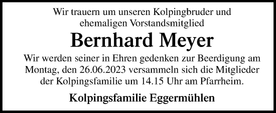 Traueranzeige von Bernhard Meyer von Neue Osnabrücker Zeitung GmbH & Co. KG