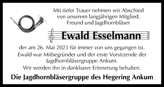 Traueranzeige von Ewald Esselmann von Neue Osnabrücker Zeitung GmbH & Co. KG