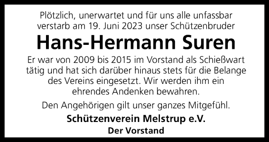 Traueranzeige von Hans-Hermann Suren von Neue Osnabrücker Zeitung GmbH & Co. KG