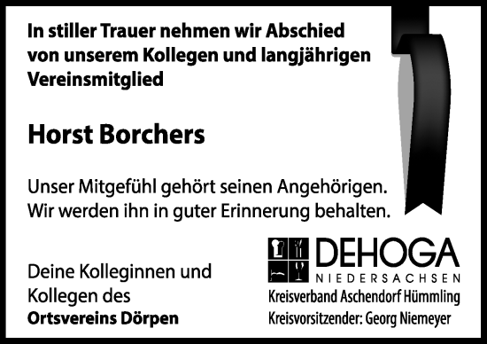 Traueranzeige von Horst Borchers von Neue Osnabrücker Zeitung GmbH & Co. KG