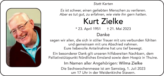 Traueranzeige von Kurt Zielke von Neue Osnabrücker Zeitung GmbH & Co. KG