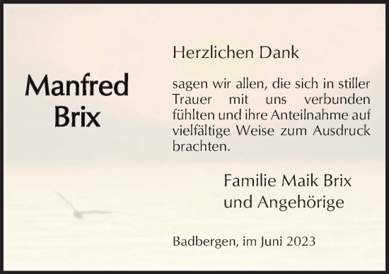 Traueranzeige von Manfred Brix von Neue Osnabrücker Zeitung GmbH & Co. KG