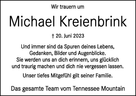 Traueranzeige von Michael Kreienbrink von Neue Osnabrücker Zeitung GmbH & Co. KG