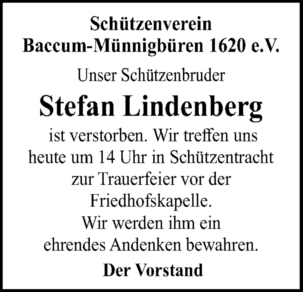  Traueranzeige für Stefan Lindenberg vom 16.06.2023 aus Neue Osnabrücker Zeitung GmbH & Co. KG