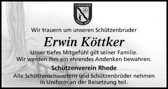 Traueranzeige von Erwin Köttker von Neue Osnabrücker Zeitung GmbH & Co. KG