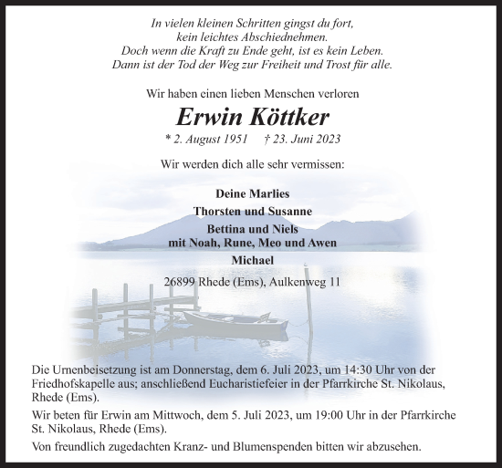 Traueranzeige von Erwin Köttker von Neue Osnabrücker Zeitung GmbH & Co. KG