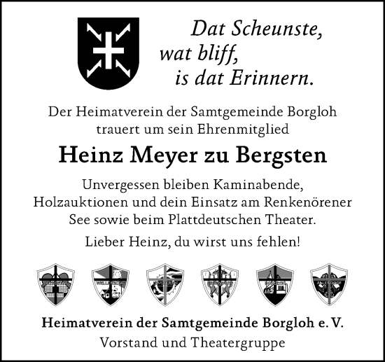 Traueranzeige von Heinz Meyer zu Bergsten von Neue Osnabrücker Zeitung GmbH & Co. KG