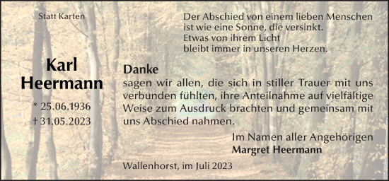 Traueranzeige von Karl Heermann von Neue Osnabrücker Zeitung GmbH & Co. KG