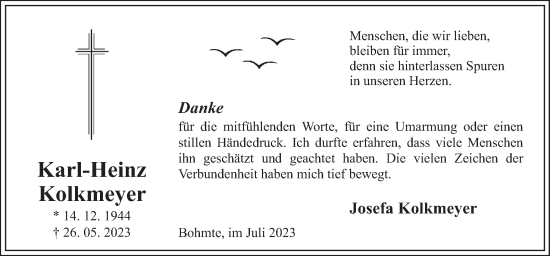 Traueranzeige von Karl-Heinz Kolkmeyer von Neue Osnabrücker Zeitung GmbH & Co. KG