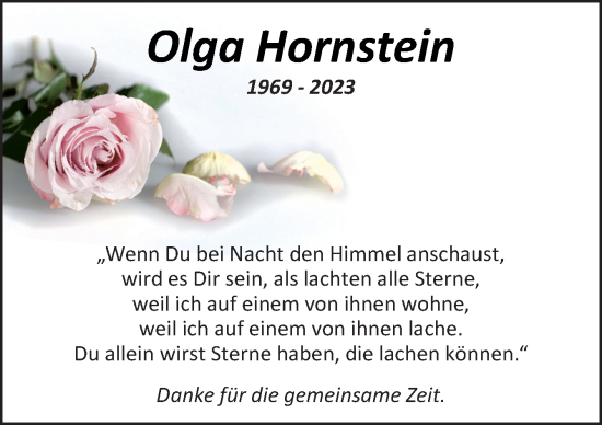 Traueranzeige von Olga Hornstein von Neue Osnabrücker Zeitung GmbH & Co. KG