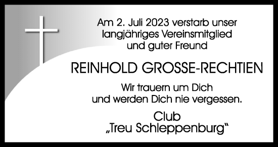 Traueranzeige von Reinhold Große-Rechtien von Neue Osnabrücker Zeitung GmbH & Co. KG