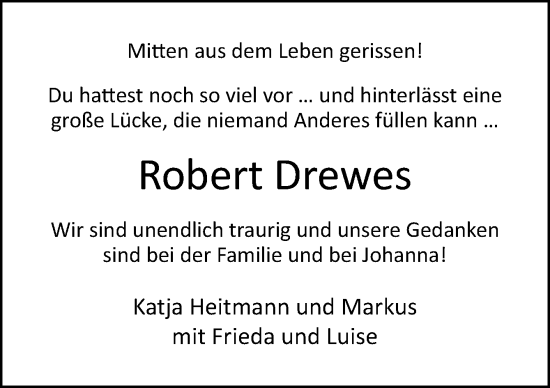 Traueranzeige von Robert Drewes von Neue Osnabrücker Zeitung GmbH & Co. KG