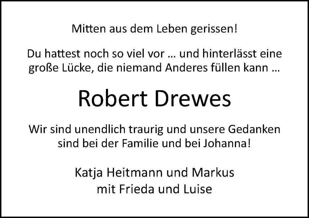  Traueranzeige für Robert Drewes vom 29.07.2023 aus Neue Osnabrücker Zeitung GmbH & Co. KG