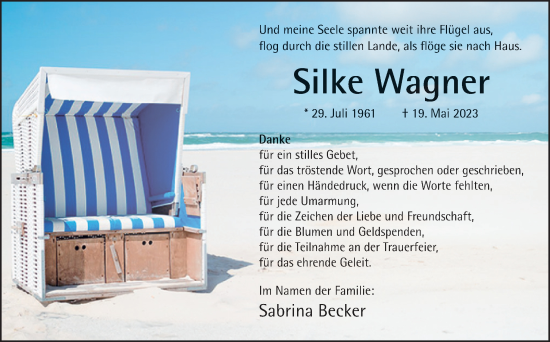 Traueranzeige von Silke Wagner von Neue Osnabrücker Zeitung GmbH & Co. KG