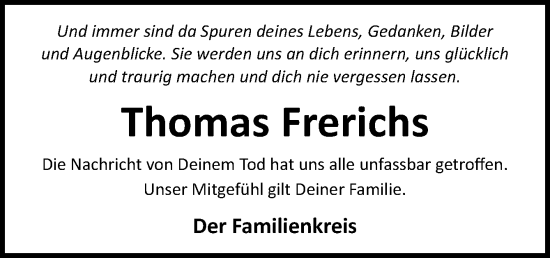 Traueranzeige von Thomas Frerichs von Neue Osnabrücker Zeitung GmbH & Co. KG