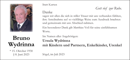 Traueranzeige von Ursula Wydrinna von Neue Osnabrücker Zeitung GmbH & Co. KG