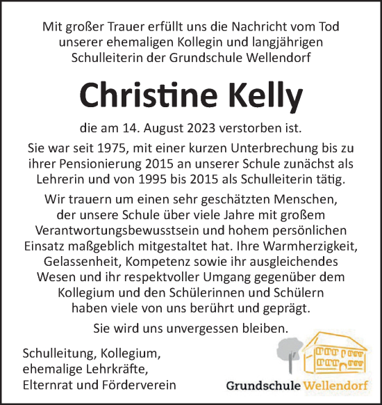 Traueranzeige von Christine Kelly von Neue Osnabrücker Zeitung GmbH & Co. KG