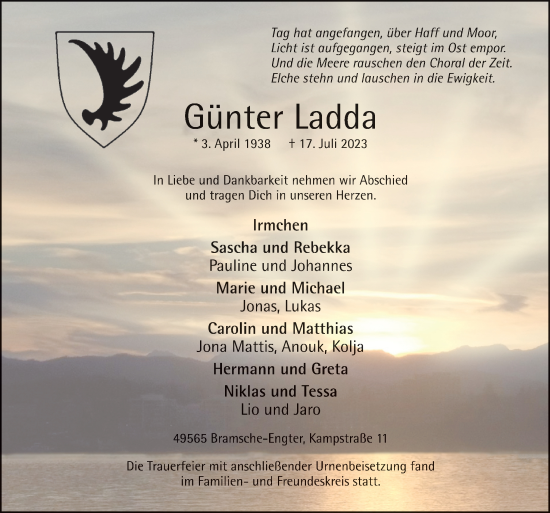 Traueranzeige von Günter Ladda von Neue Osnabrücker Zeitung GmbH & Co. KG