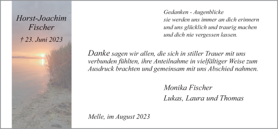 Traueranzeige von Horst-Joachim Fischer von Neue Osnabrücker Zeitung GmbH & Co. KG