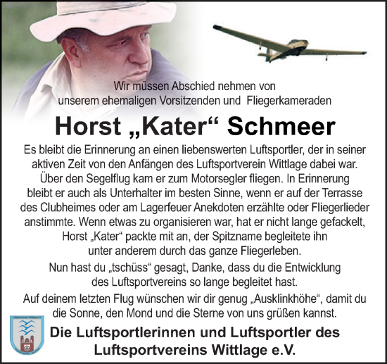 Traueranzeige von Horst Schmeer von Neue Osnabrücker Zeitung GmbH & Co. KG