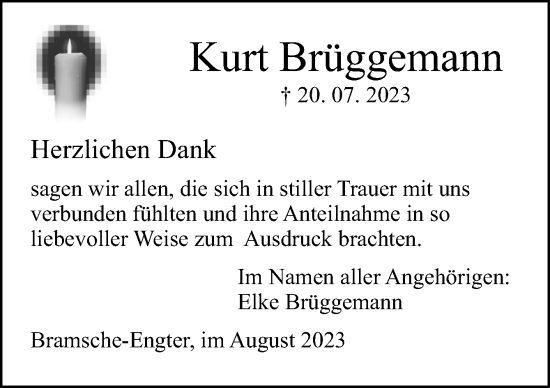Traueranzeige von Kurt Brüggemann von Neue Osnabrücker Zeitung GmbH & Co. KG