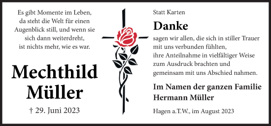 Traueranzeige von Mechthild Müller von Neue Osnabrücker Zeitung GmbH & Co. KG