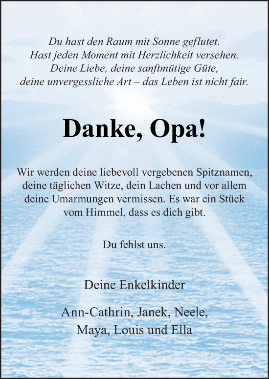 Traueranzeige von Peter Loose von Neue Osnabrücker Zeitung GmbH & Co. KG