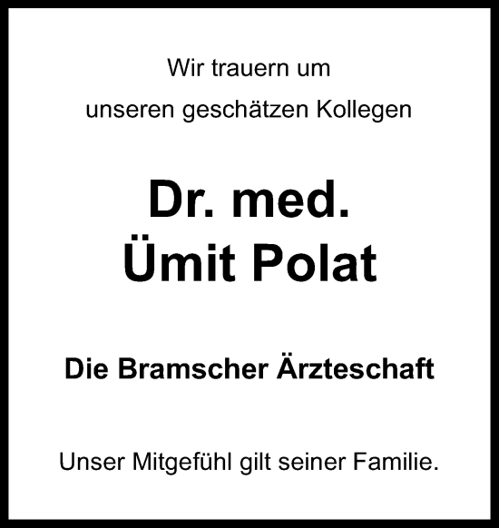 Traueranzeige von Ümit Polat von Neue Osnabrücker Zeitung GmbH & Co. KG