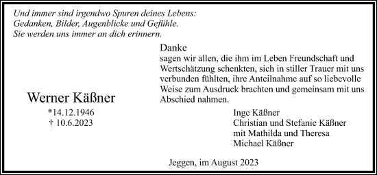 Traueranzeige von Werner Käßner von Neue Osnabrücker Zeitung GmbH & Co. KG