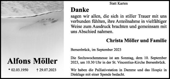 Traueranzeige von Alfons Möller von Neue Osnabrücker Zeitung GmbH & Co. KG