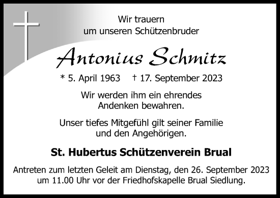 Traueranzeige von Antonius Schmitz von Neue Osnabrücker Zeitung GmbH & Co. KG