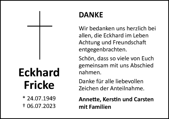 Traueranzeige von Eckhard Fricke von Neue Osnabrücker Zeitung GmbH & Co. KG