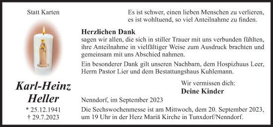 Traueranzeige von Karl-Heinz Heller von Neue Osnabrücker Zeitung GmbH & Co. KG