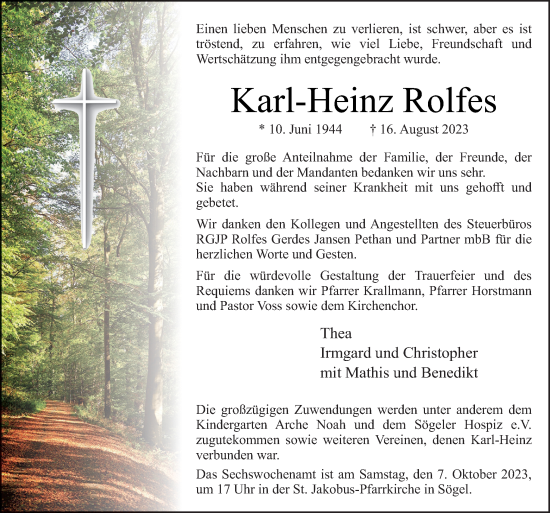 Traueranzeige von Karl-Heinz Rolfes von Neue Osnabrücker Zeitung GmbH & Co. KG