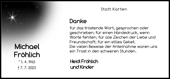 Traueranzeige von Michael Fröhlich von Neue Osnabrücker Zeitung GmbH & Co. KG