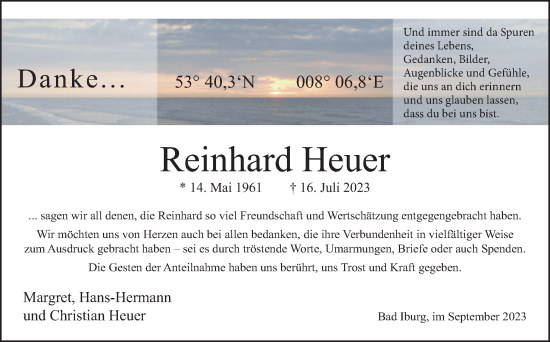 Traueranzeige von Reinhard Heuer von Neue Osnabrücker Zeitung GmbH & Co. KG