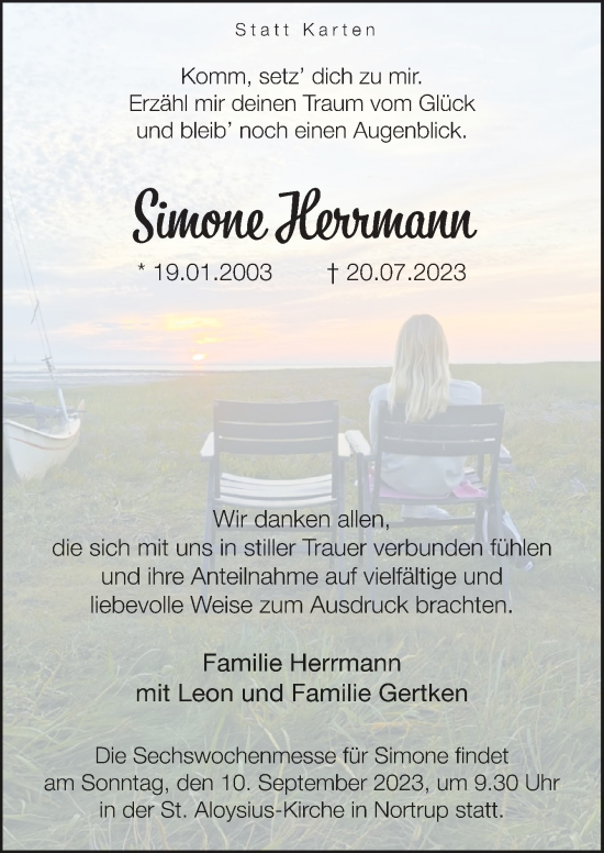 Traueranzeige von Simone Herrmann von Neue Osnabrücker Zeitung GmbH & Co. KG