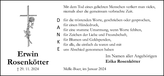 Traueranzeige von Erwin Rosenkötter von Neue Osnabrücker Zeitung GmbH & Co. KG