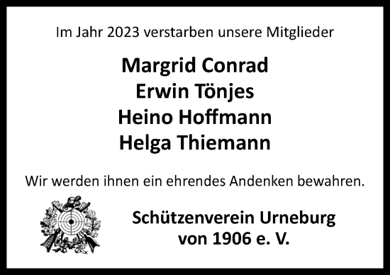Traueranzeige von Im Jahr 2023 verstarben unsere Mitglieder  von DK Medien GmbH & Co. KG