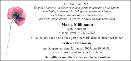 Traueranzeige von Maria Möllmann von Neue Osnabrücker Zeitung GmbH & Co. KG