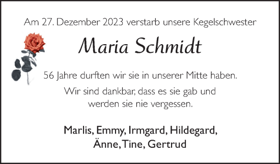 Traueranzeige von Maria Schmidt von Neue Osnabrücker Zeitung GmbH & Co. KG