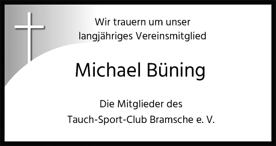 Traueranzeige von Michael Büning von Neue Osnabrücker Zeitung GmbH & Co. KG