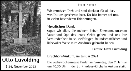 Traueranzeige von Otto Lüvolding von Neue Osnabrücker Zeitung GmbH & Co. KG