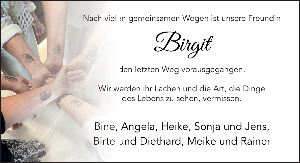  Traueranzeige für Birgit  vom 12.10.2024 aus DK Medien GmbH & Co. KG