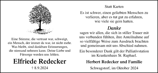 Traueranzeige von Elfriede Redecker von Neue Osnabrücker Zeitung GmbH & Co. KG