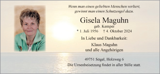 Traueranzeige von Gisela Maguhn von Neue Osnabrücker Zeitung GmbH & Co. KG