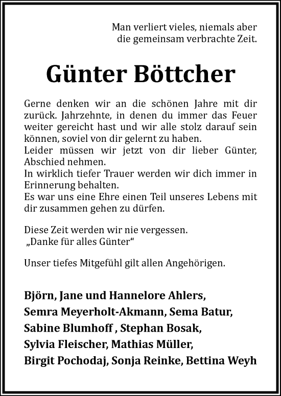 Traueranzeige von Günter Böttcher von DK Medien GmbH & Co. KG