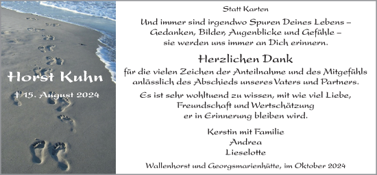 Traueranzeige von Horst Kuhn von Neue Osnabrücker Zeitung GmbH & Co. KG