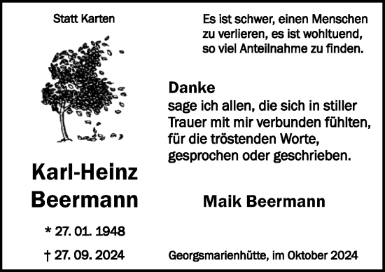 Traueranzeige von Karl-Heinz Beermann von Neue Osnabrücker Zeitung GmbH & Co. KG