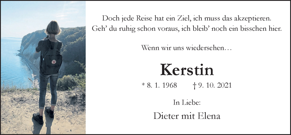  Traueranzeige für Kerstin Exler vom 09.10.2024 aus Neue Osnabrücker Zeitung GmbH & Co. KG
